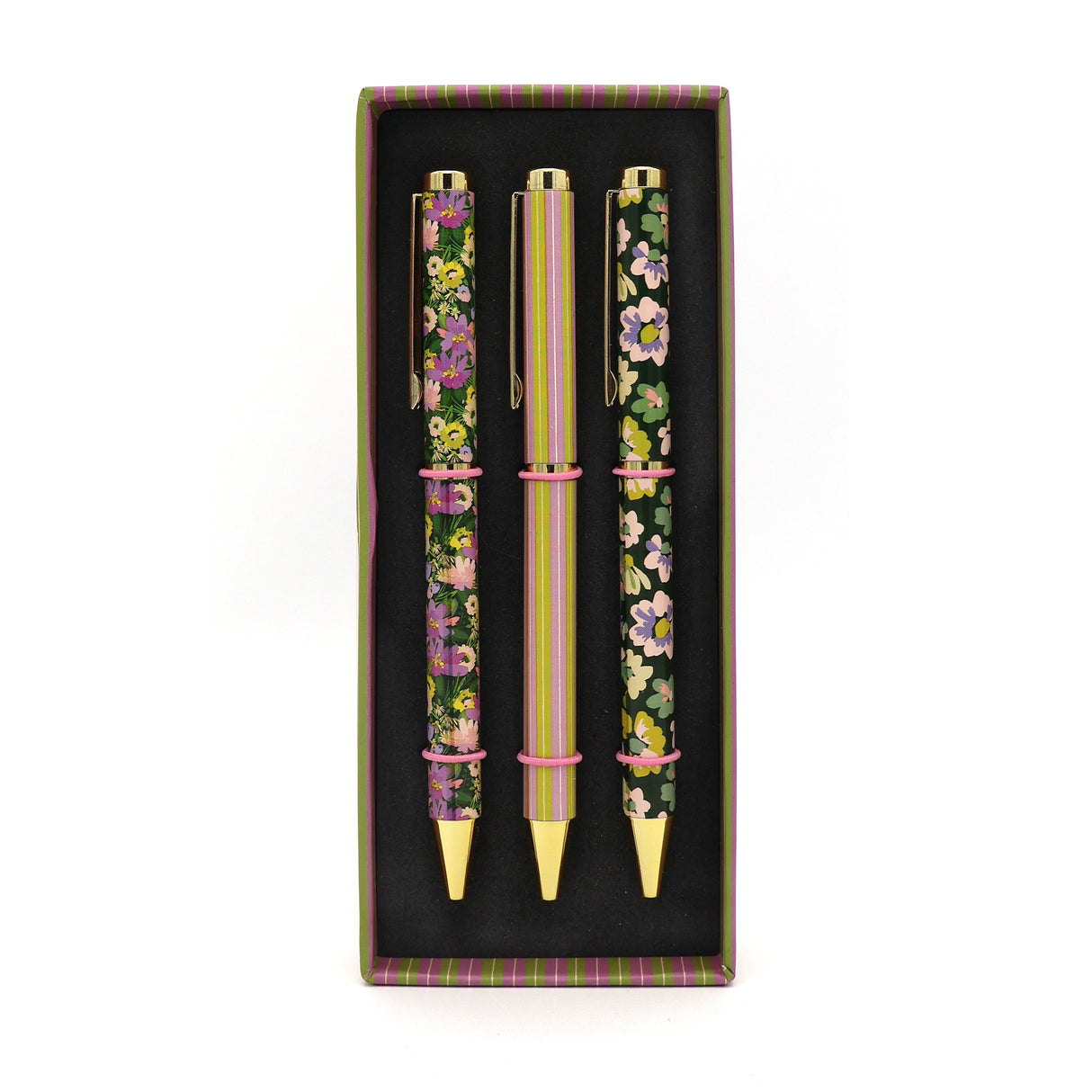 Willow and Belle Mixed Design Ballpoint Pens in Gift Box – Set of 3 Pens