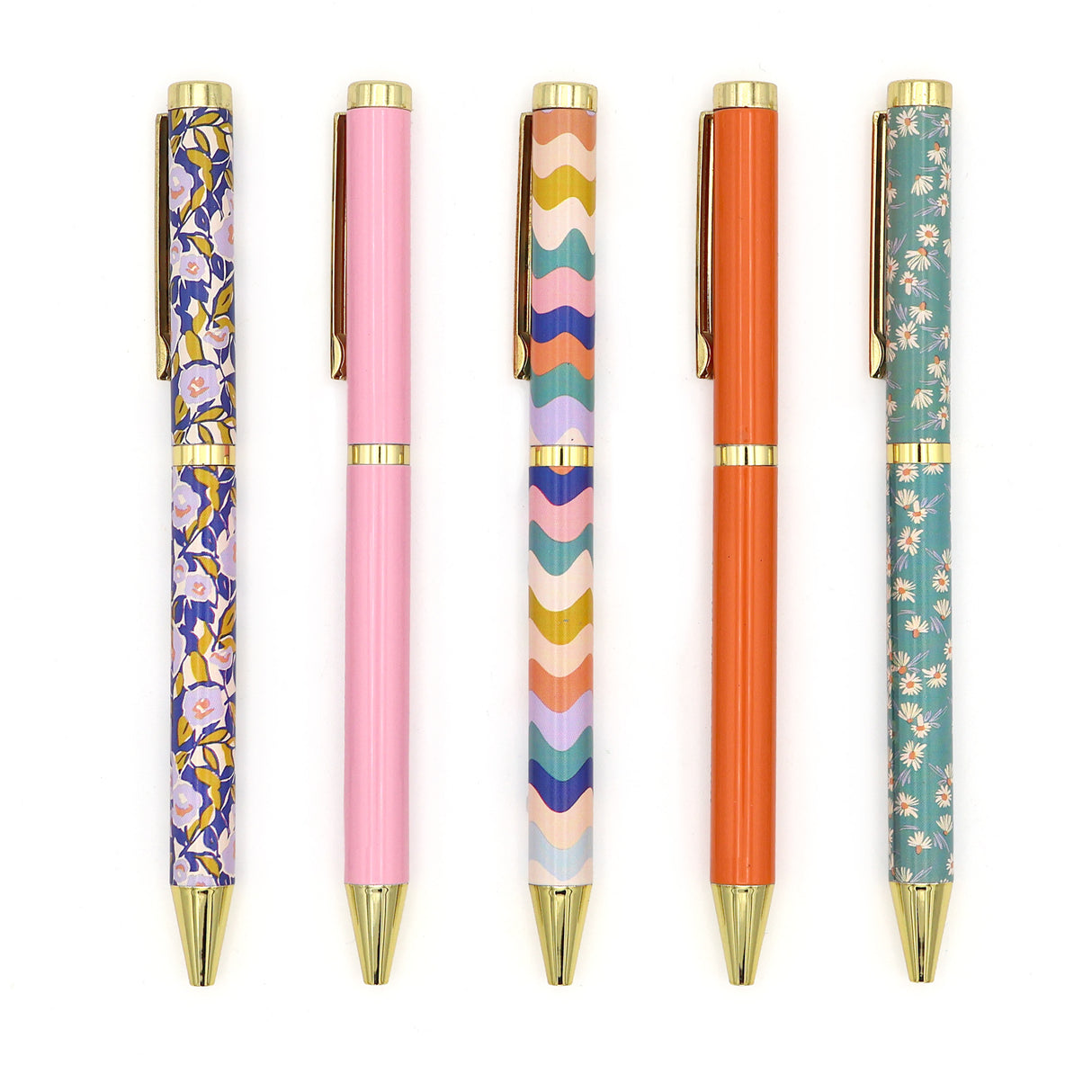 Willow and Belle Mixed Design Ballpoint Pens in Gift Box – Set of 5 Pens