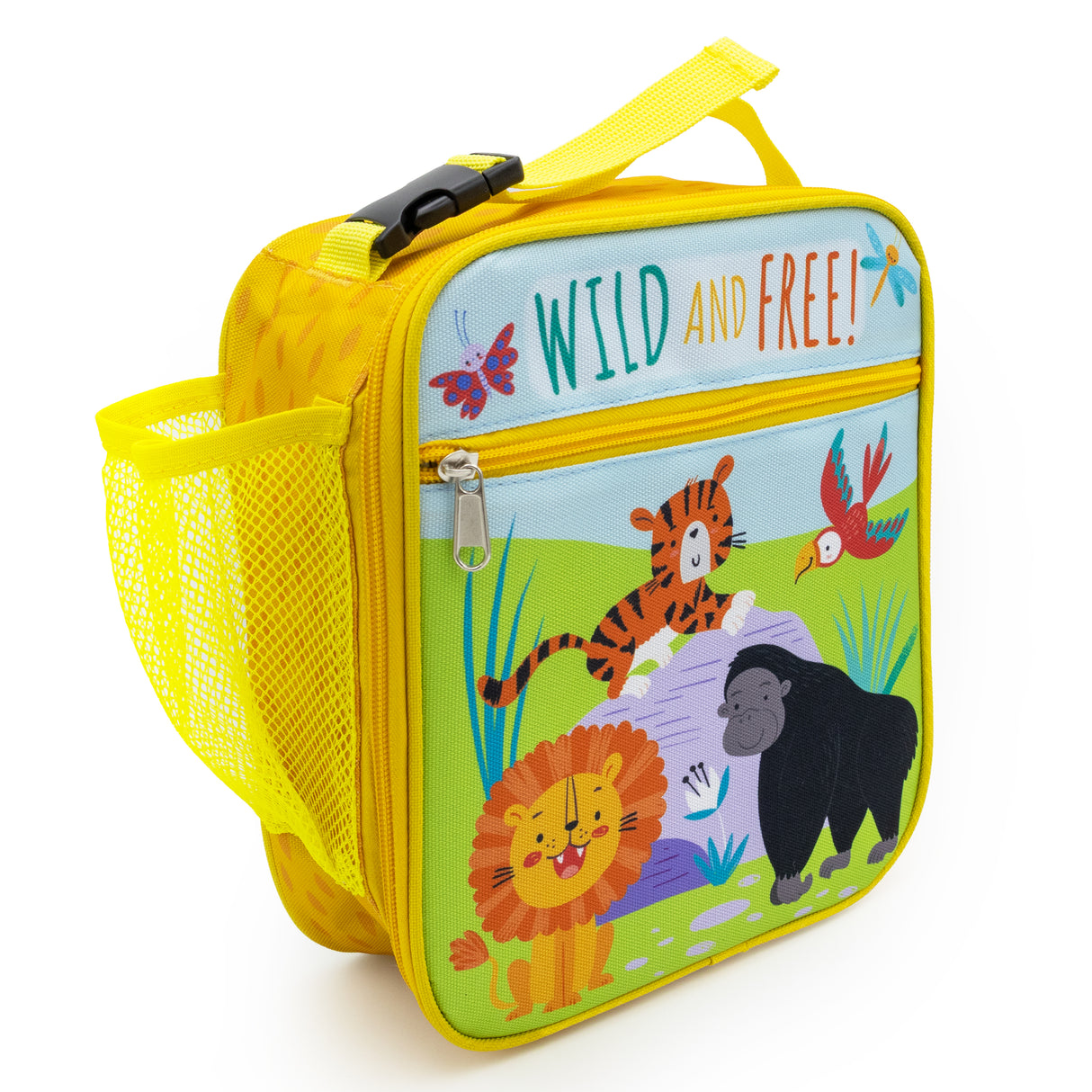 Children’s Jungle Animal Lunch Bag – Insulated Lunchbox with Side Pocket