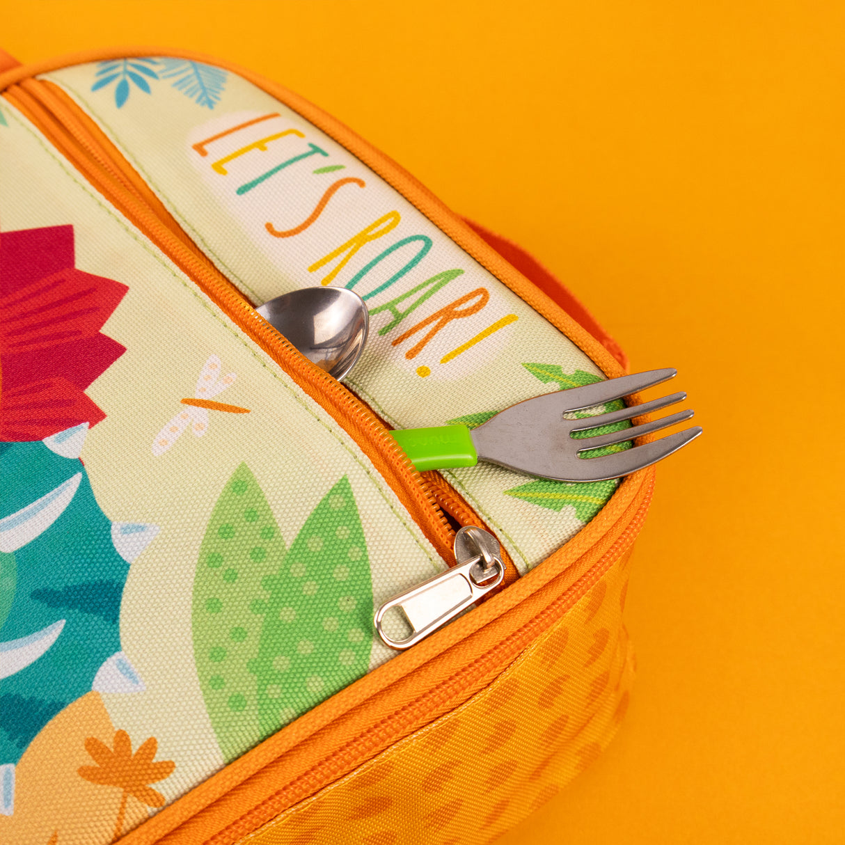 Children’s Dinosaur Lunch Bag – Insulated Lunchbox with Side Pocket