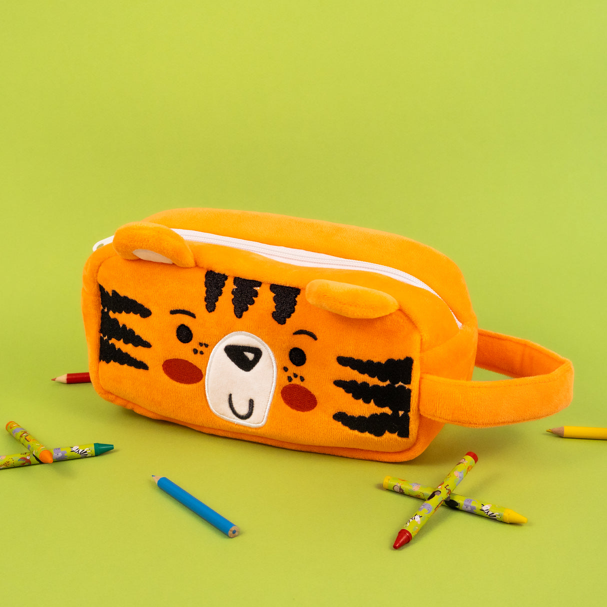 Jungle Animal Plush Pencil Case – Soft Zip-Up Storage for Kids
