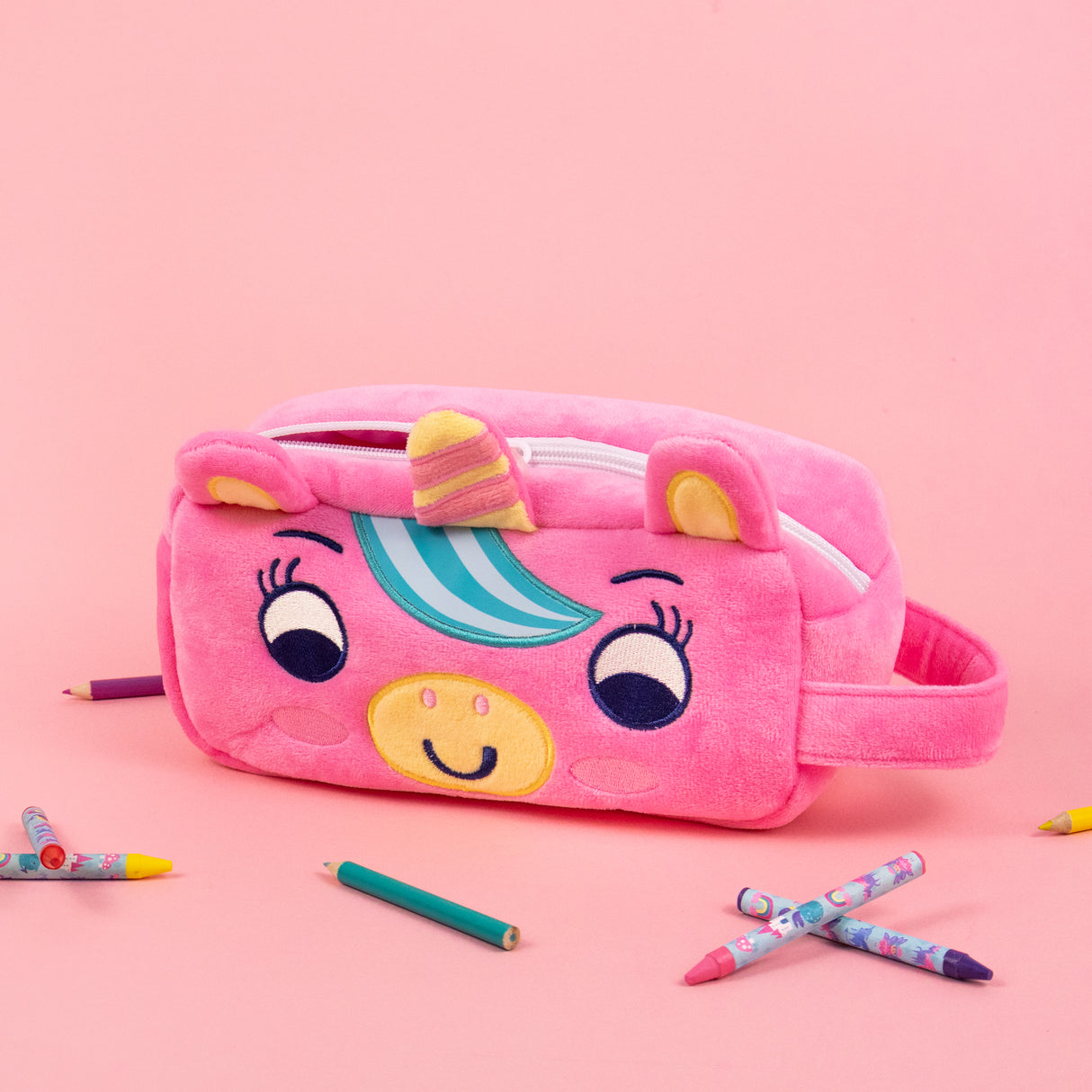 Magical Creatures Plush Pencil Case – Soft Zip-Up Storage for Kids