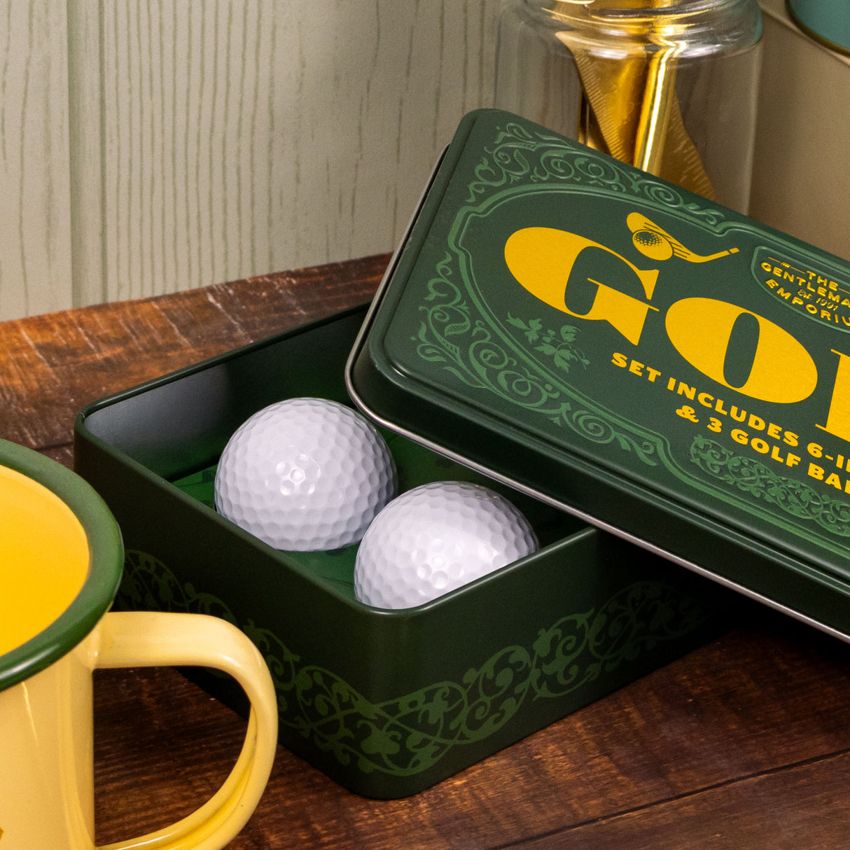 The Gentleman’s Emporium Golf Tin Set – 6-in-1 Golf Tool & 3 Balls