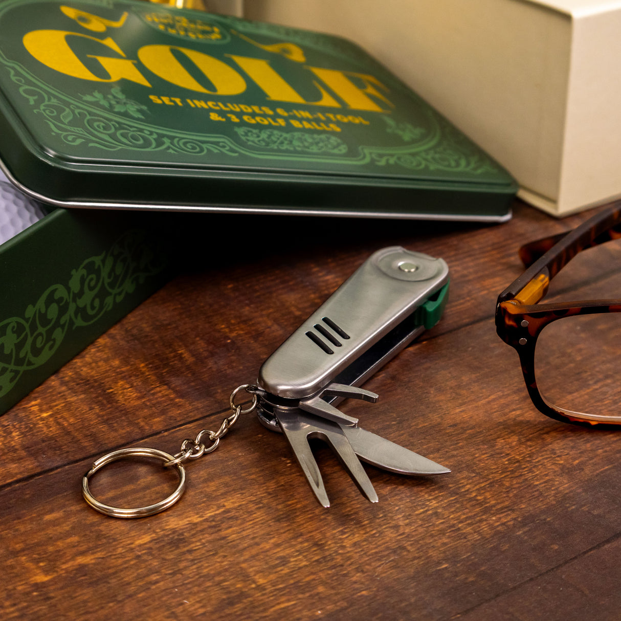 The Gentleman’s Emporium Golf Tin Set – 6-in-1 Golf Tool & 3 Balls