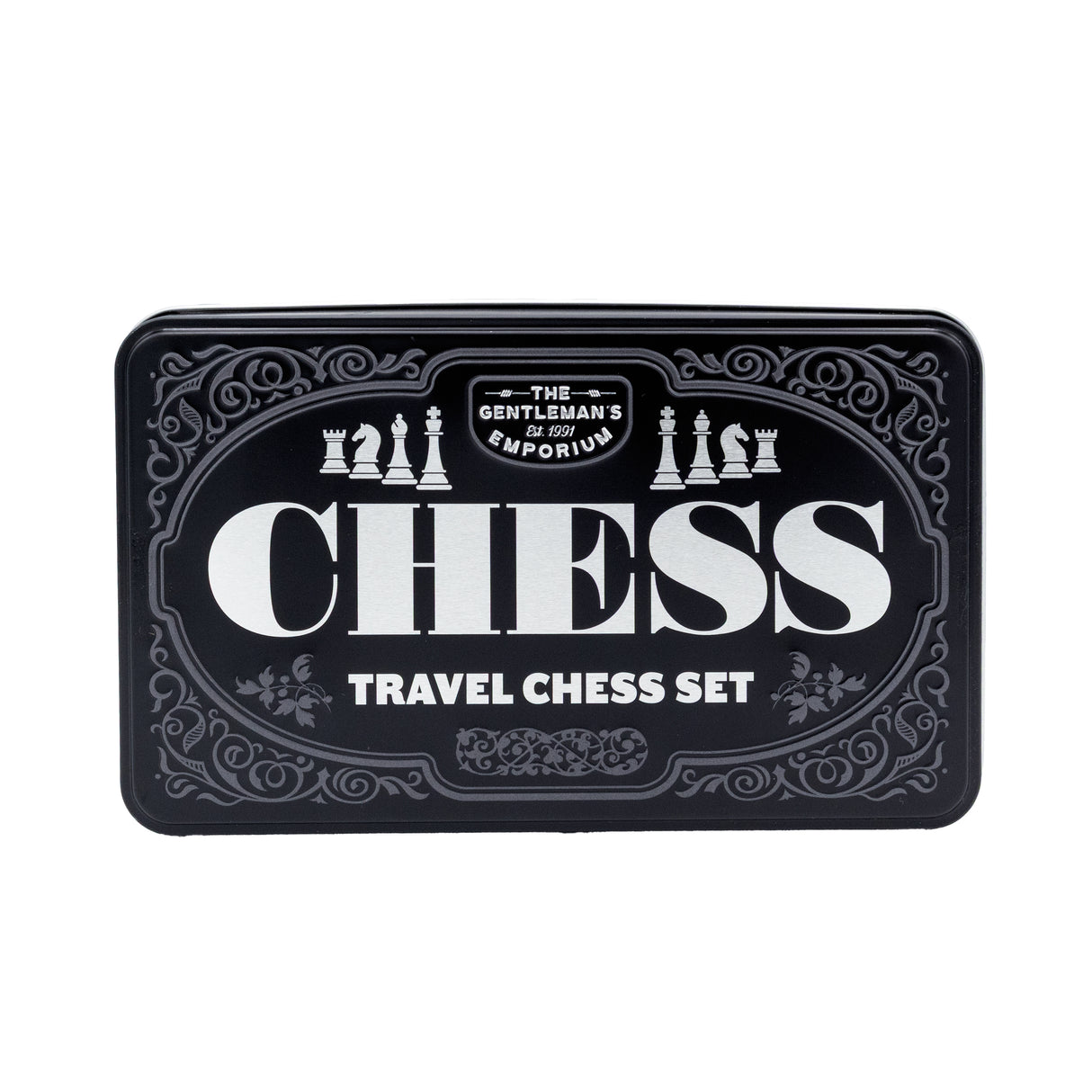 The Gentleman’s Emporium Chess Travel Set – Classic Portable Board Game in Tin