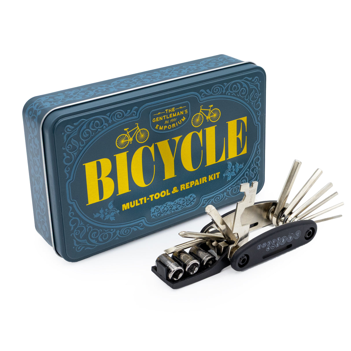 The Gentleman’s Emporium Bicycle Tin Set – Multi-Tool & Puncture Repair Kit