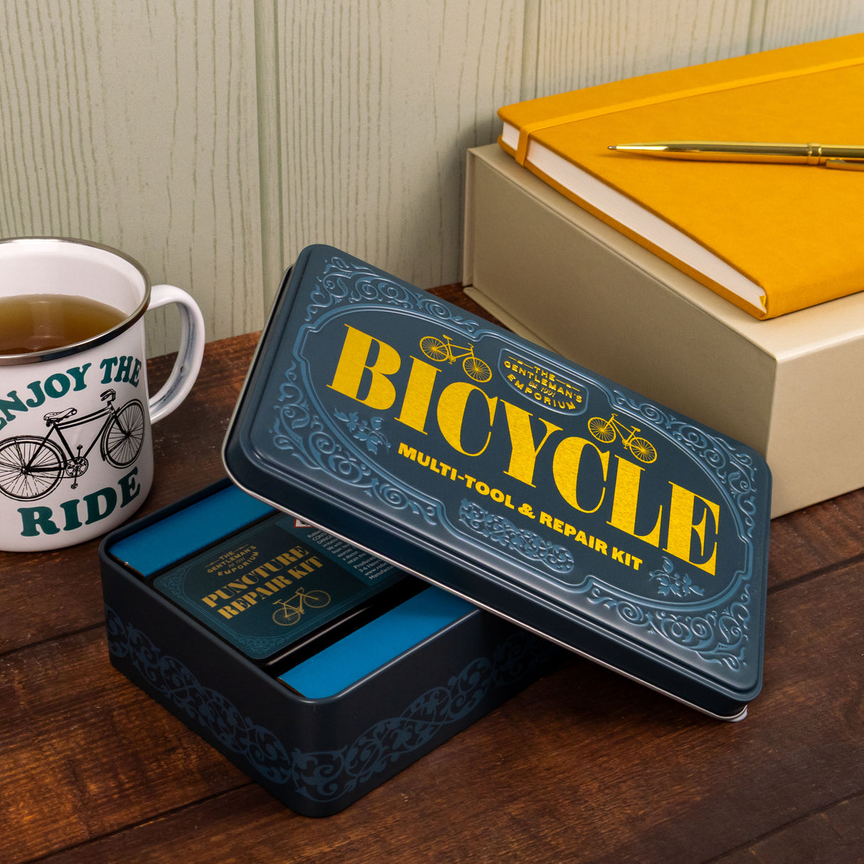 The Gentleman’s Emporium Bicycle Tin Set – Multi-Tool & Puncture Repair Kit