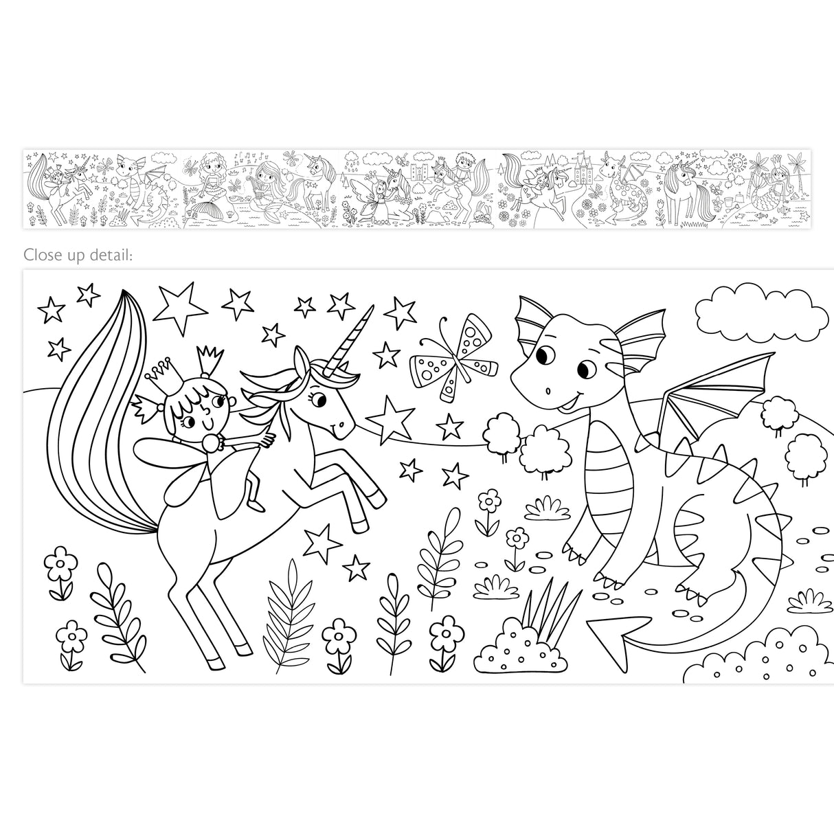 Colour Your Own 3m Magical Creatures Poster – Unicorns, Castles & Rainbows Activity
