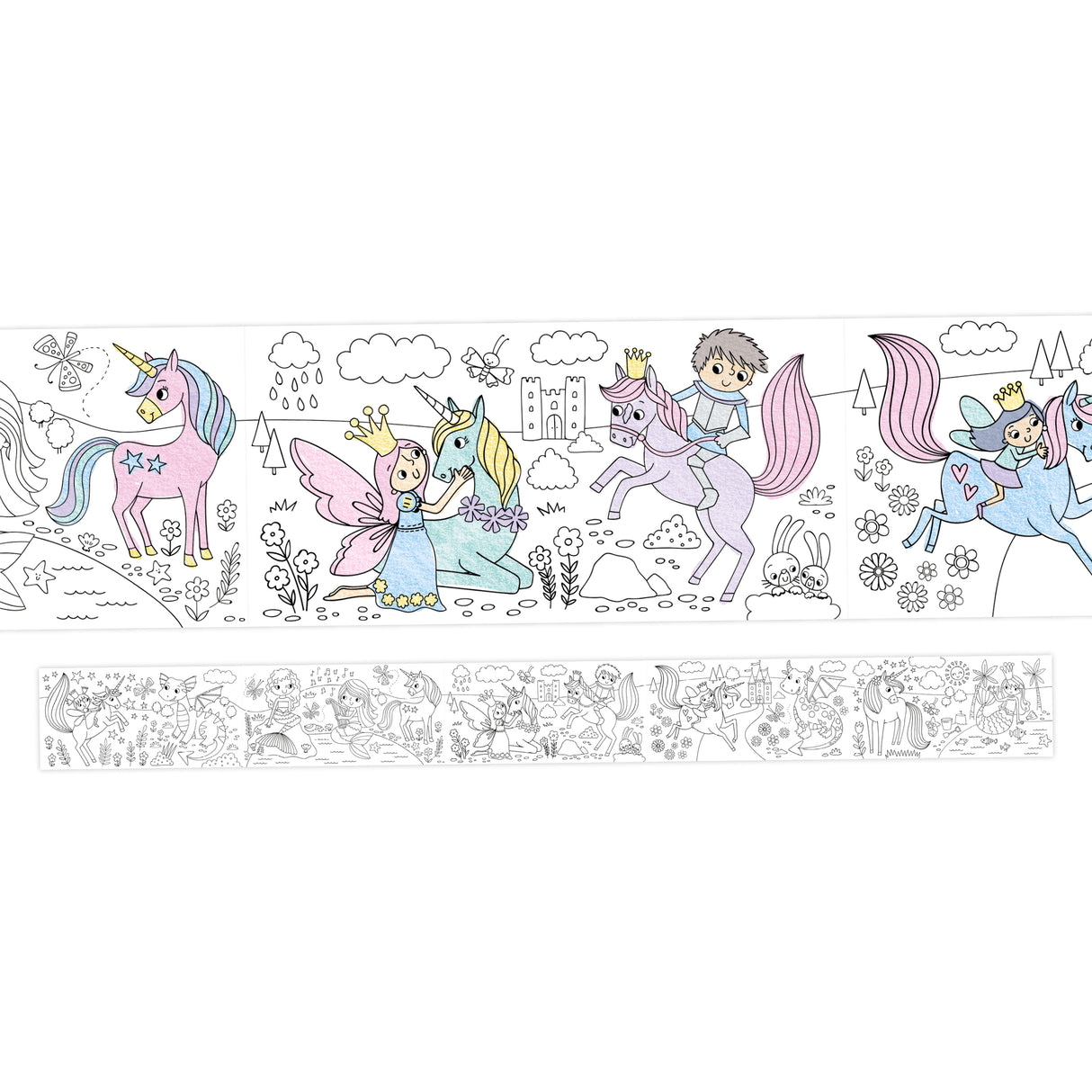 Colour Your Own 3m Magical Creatures Poster – Unicorns, Castles & Rainbows Activity