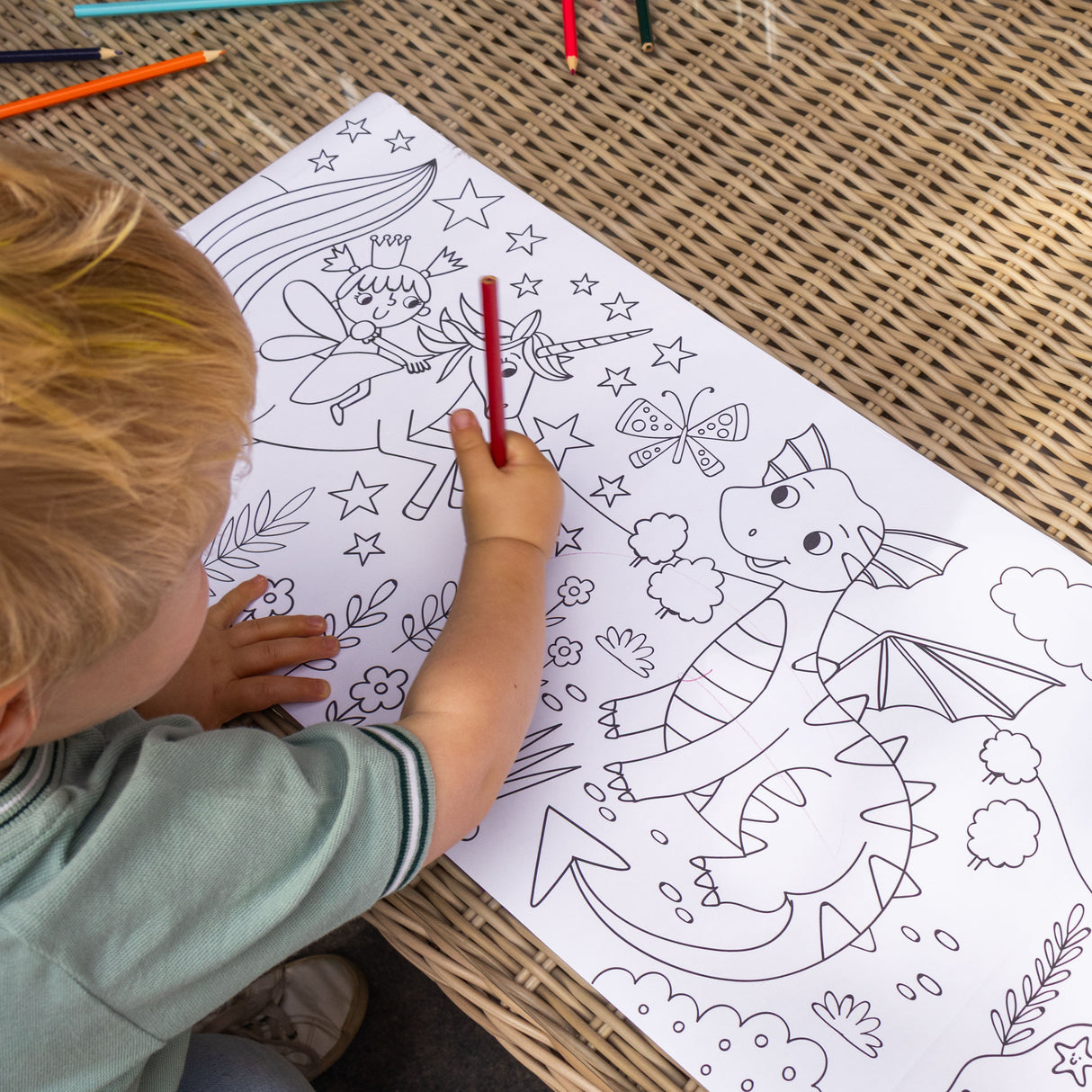 Colour Your Own 3m Magical Creatures Poster – Unicorns, Castles & Rainbows Activity