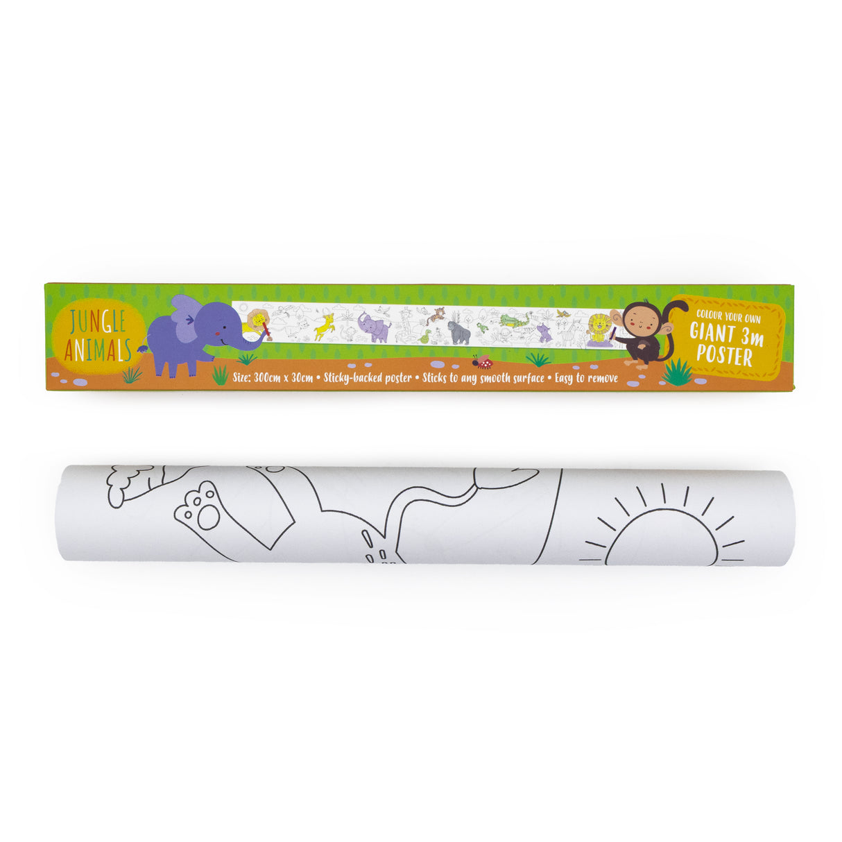 Colour Your Own 3m Jungle Animals Poster – Monkeys, Tigers, Parrots & Elephants