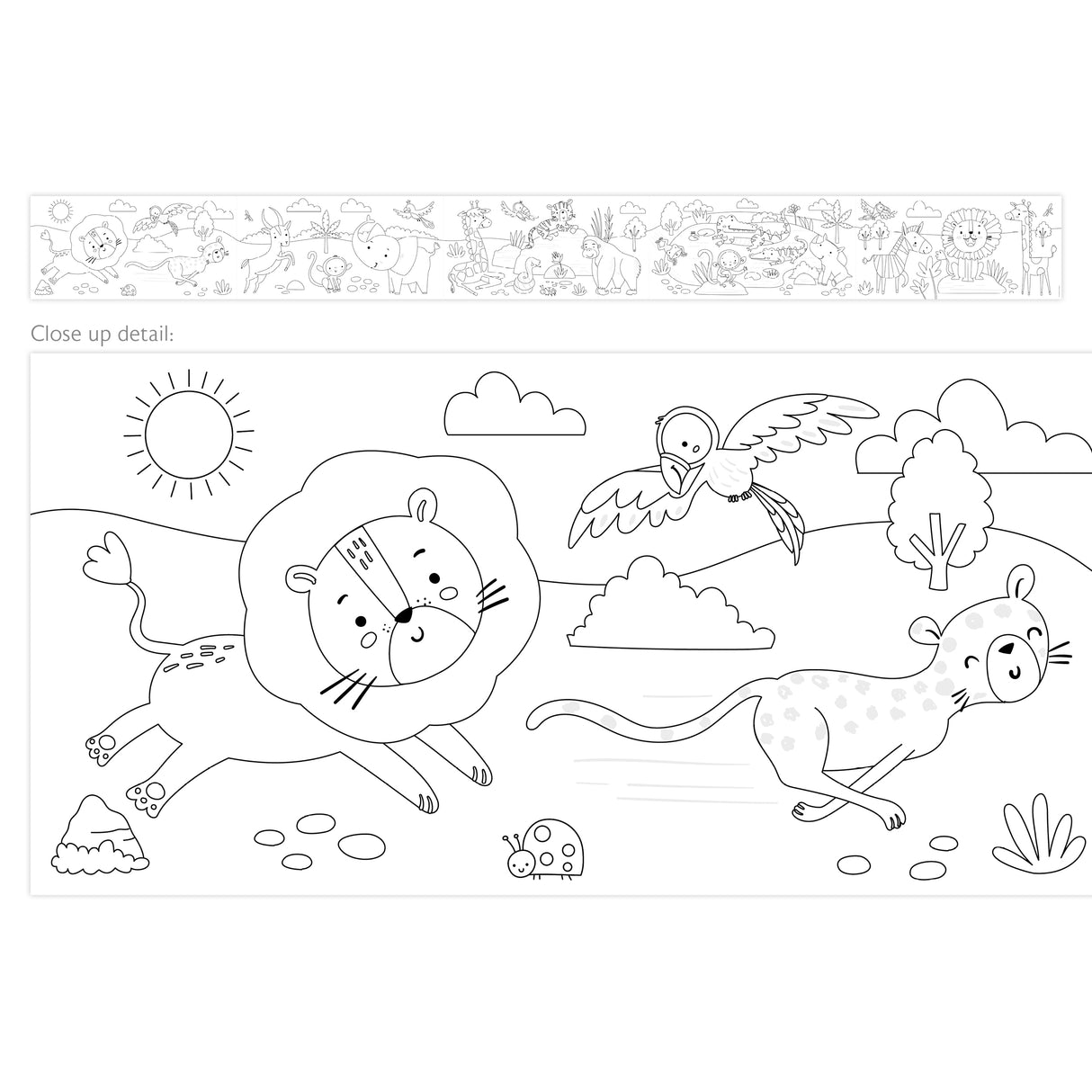 Colour Your Own 3m Jungle Animals Poster – Monkeys, Tigers, Parrots & Elephants