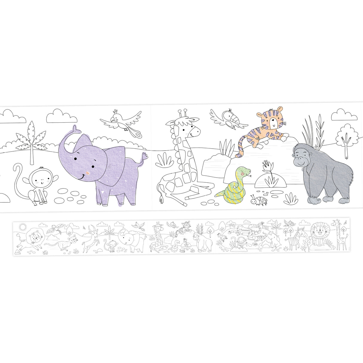 Colour Your Own 3m Jungle Animals Poster – Monkeys, Tigers, Parrots & Elephants