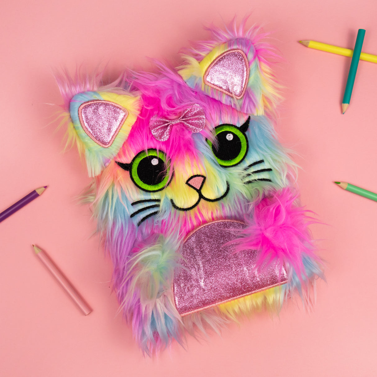 Scruffy Cat Plush Notebook – Soft A5 Lined Journal for Kids