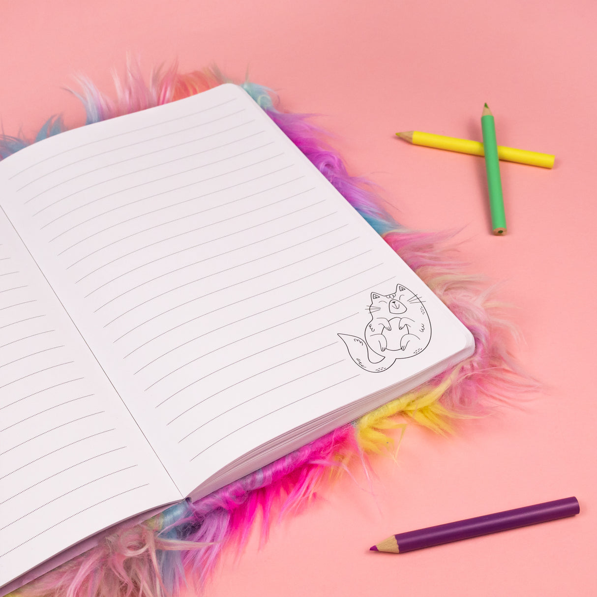 Scruffy Cat Plush Notebook – Soft A5 Lined Journal for Kids