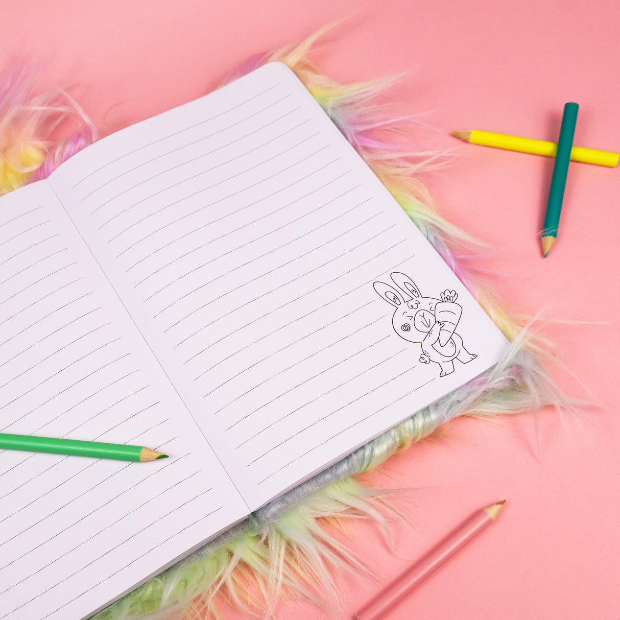 Scruffy Rabbit Plush Notebook – Soft Cover Journal for Kids