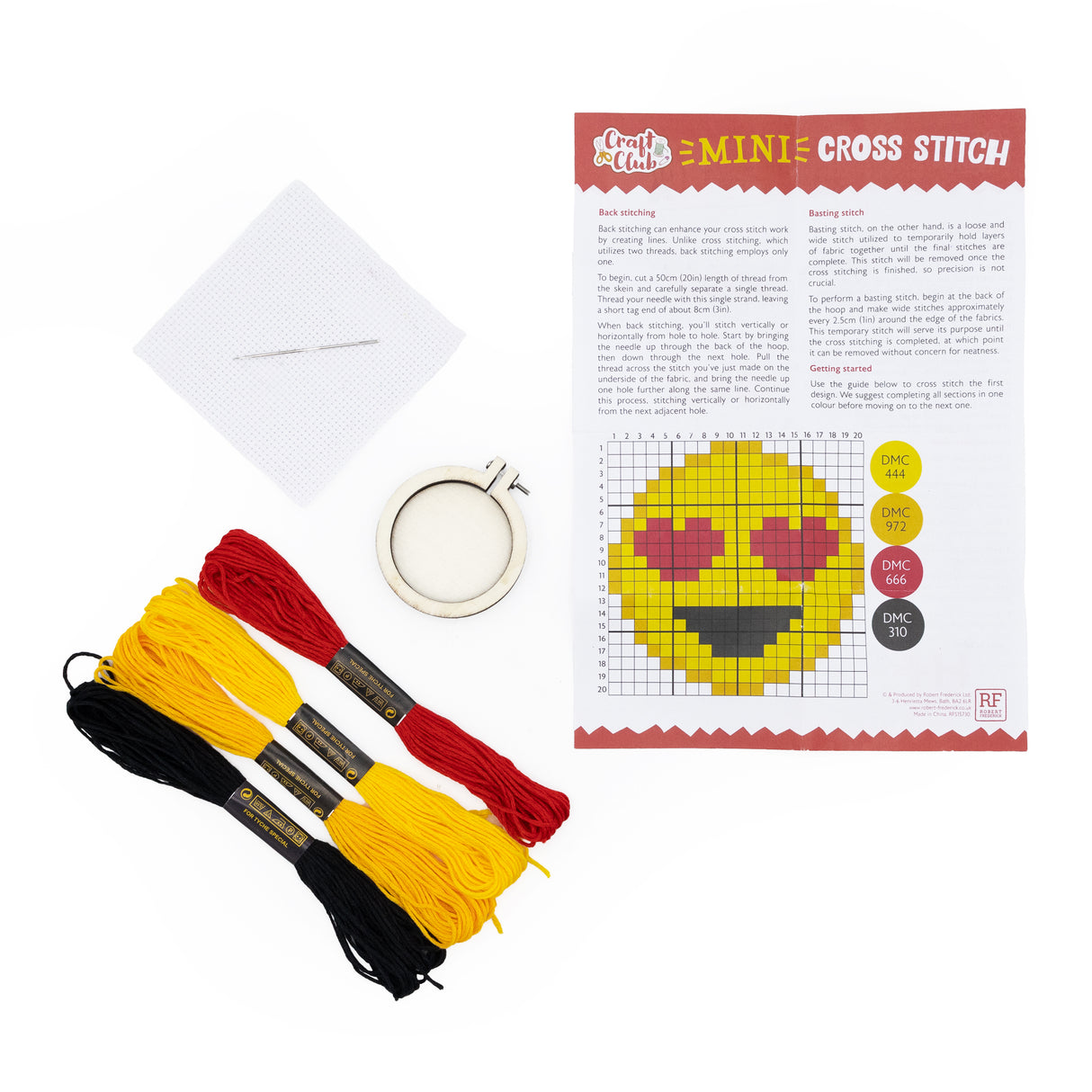Make Your Own Mini Cross Stitch Kit - Smiley Hearts
