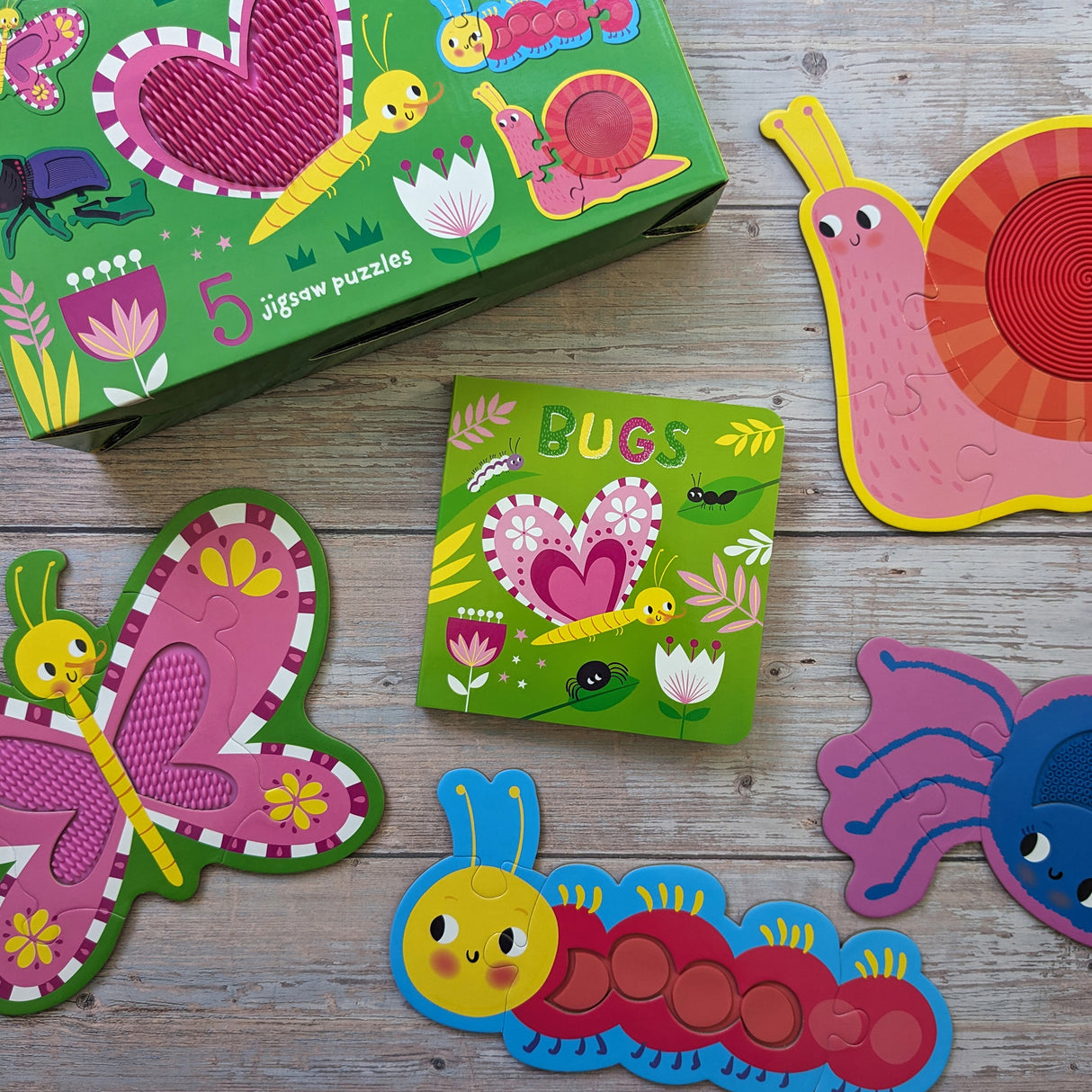 Touch and Feel Puzzle and Board Book Set - Bugs - Tactile Fun For Children