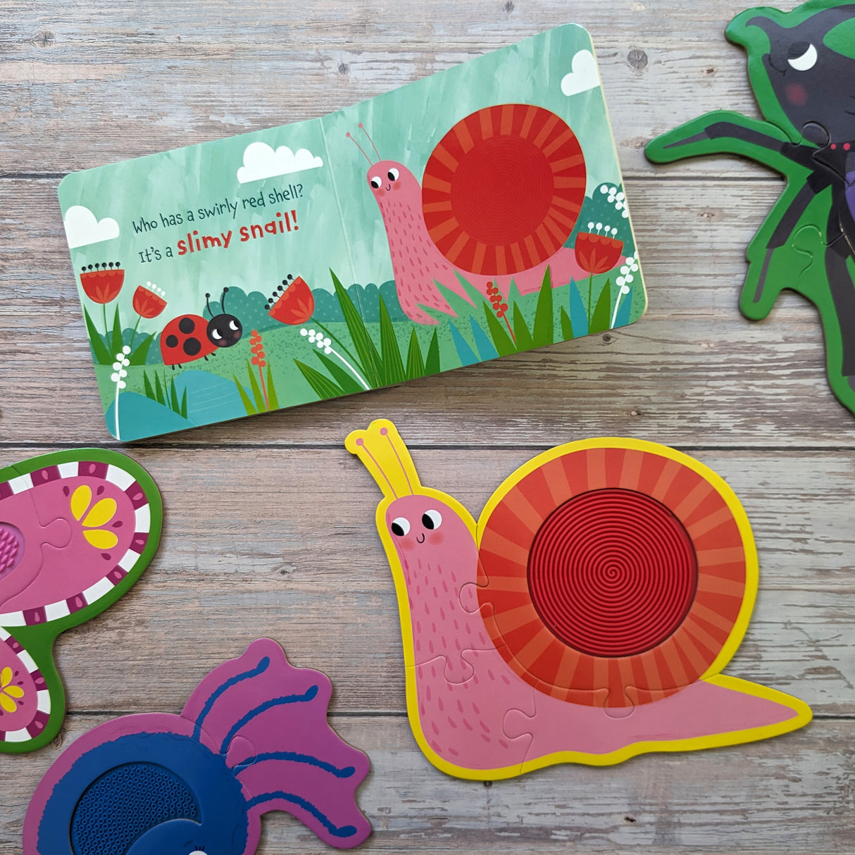 Touch and Feel Puzzle and Board Book Set - Bugs - Tactile Fun For Children