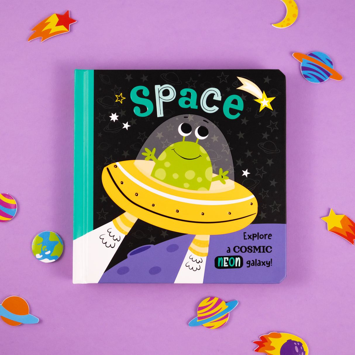 Space - Explore a Cosmic Neon Galaxy - Children’s Board Book