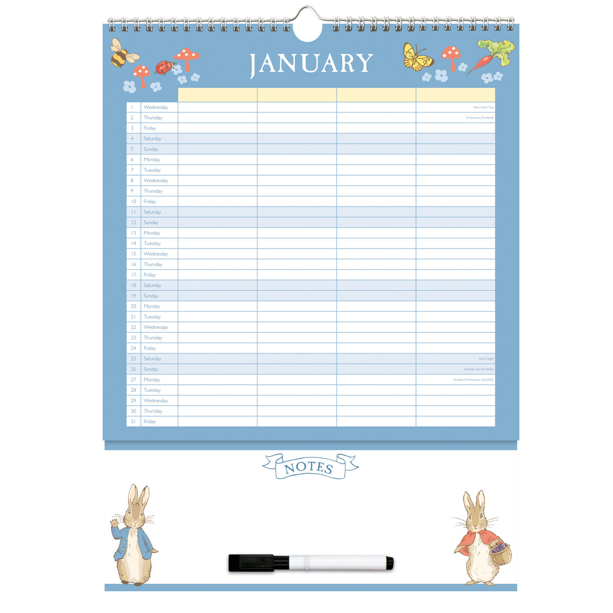 Peter Rabbit 2025 Family Organiser Wall Calendar