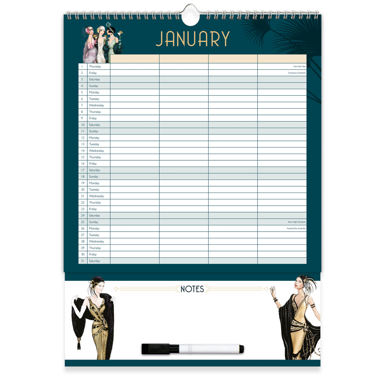 Claire Coxon Art Deco Family Organiser 2027