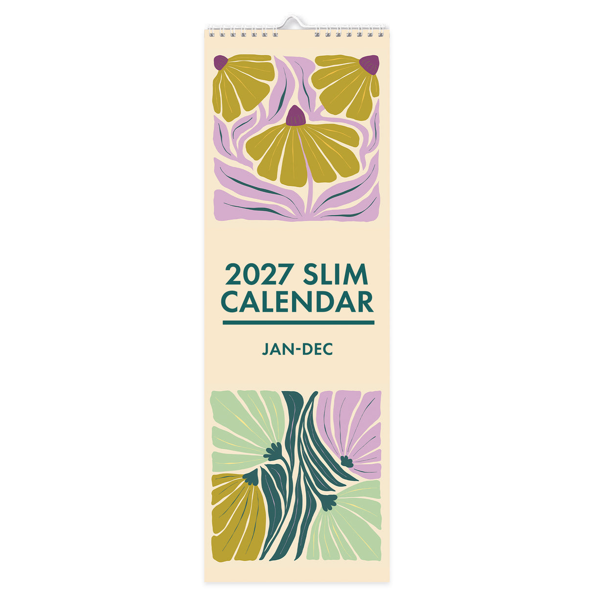 Retro Floral Slim Wall Calendar 2027