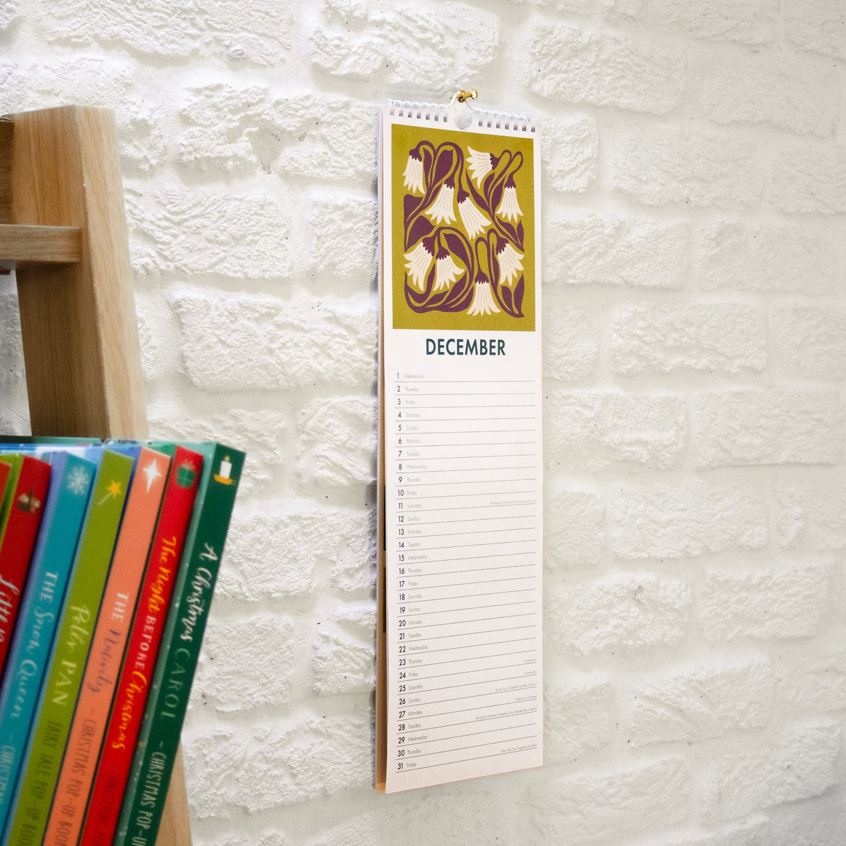 Retro Floral Slim Wall Calendar 2027