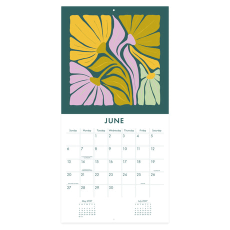 Retro Floral Square Wall Calendar 2027