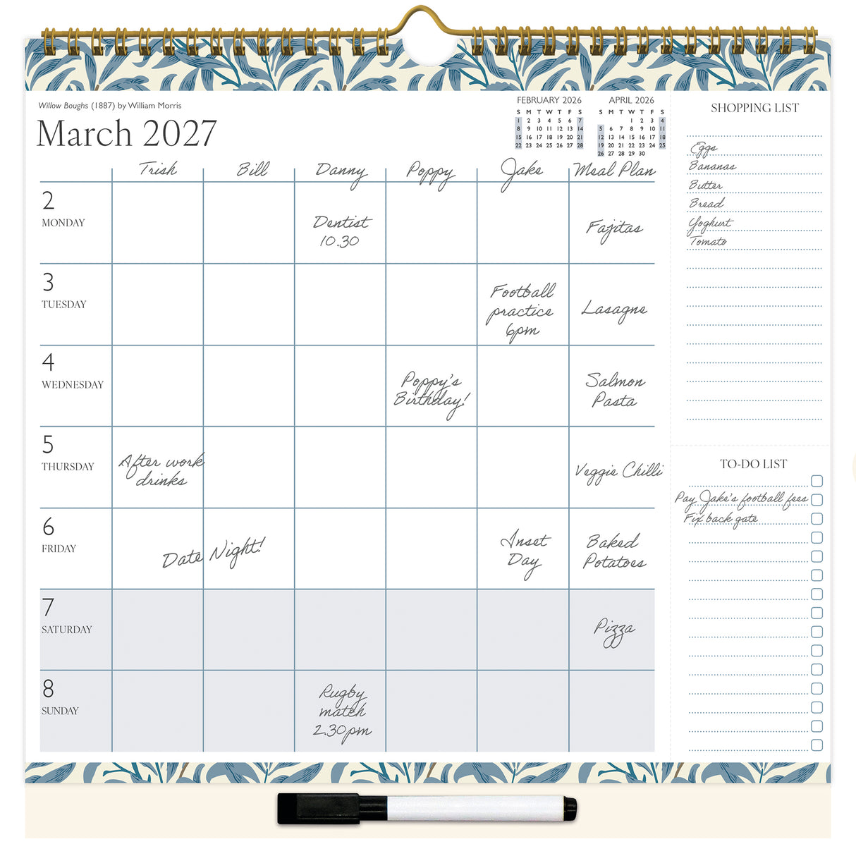William Morris Family Organiser Calendar 2027