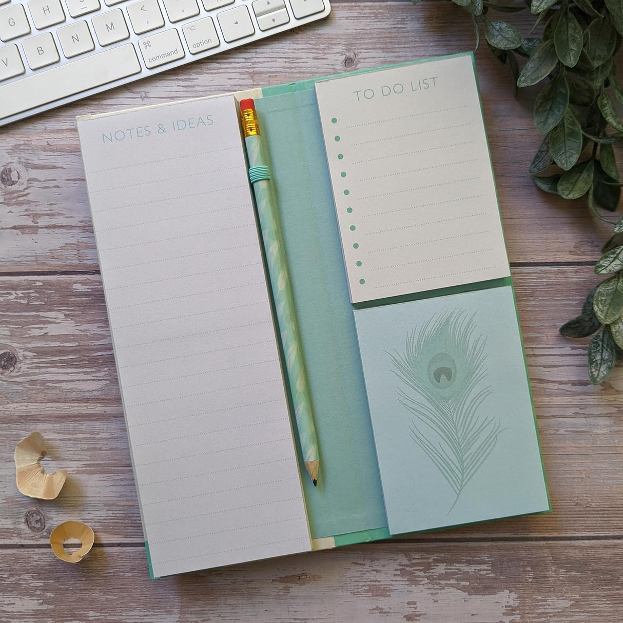 Peacock Feathers Tall Notepad & List Set With Pencil