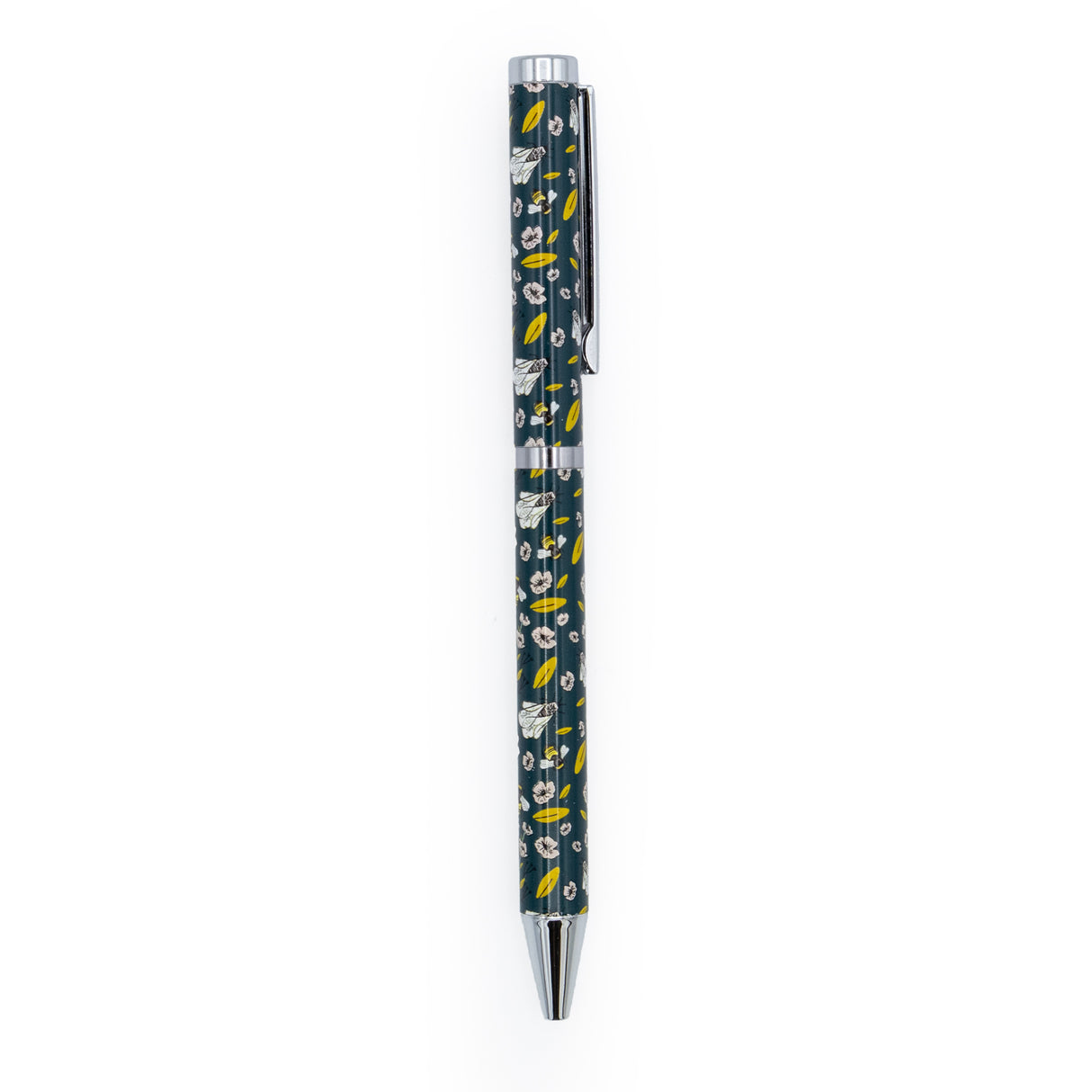Beekeeper Ballpoint Pen – Black Ink Pen with Floral Bee Design & Gold Trim in Gift Box – Stationery Gift for Gardeners & Bee Lovers