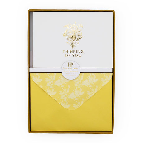 12 Notecards and Envelopes in Gift Box - “Thinking Of You” Flower Bouquet Design