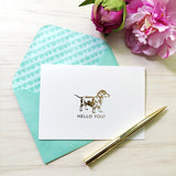 12 Notecards and Envelopes in Gift Box - “Hello You” Dachshund Design