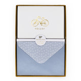 12 Notecards and Envelopes in Gift Box - “Hello” Bicycle Design