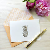 12 Notecards and Envelopes in Gift Box - Pineapple Design
