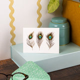 12 Notecards and Envelopes in Gift Box - Peacock Feathers Design