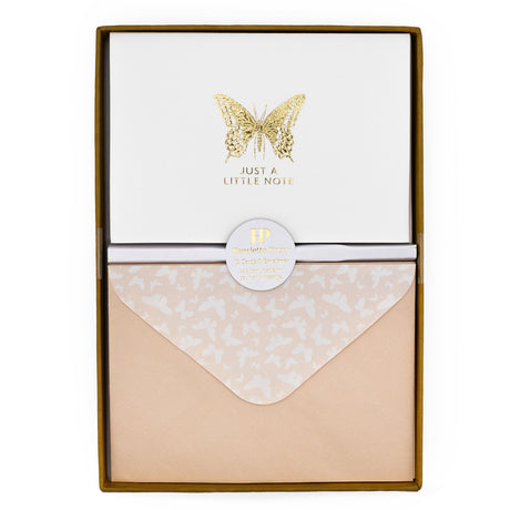 12 Notecards and Envelopes in Gift Box - “Just A Little Note” Butterfly Design