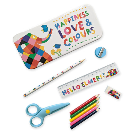 Elmer Children’s Stationery Tin Set - First School Stationery Set For Ages 3 and Upward