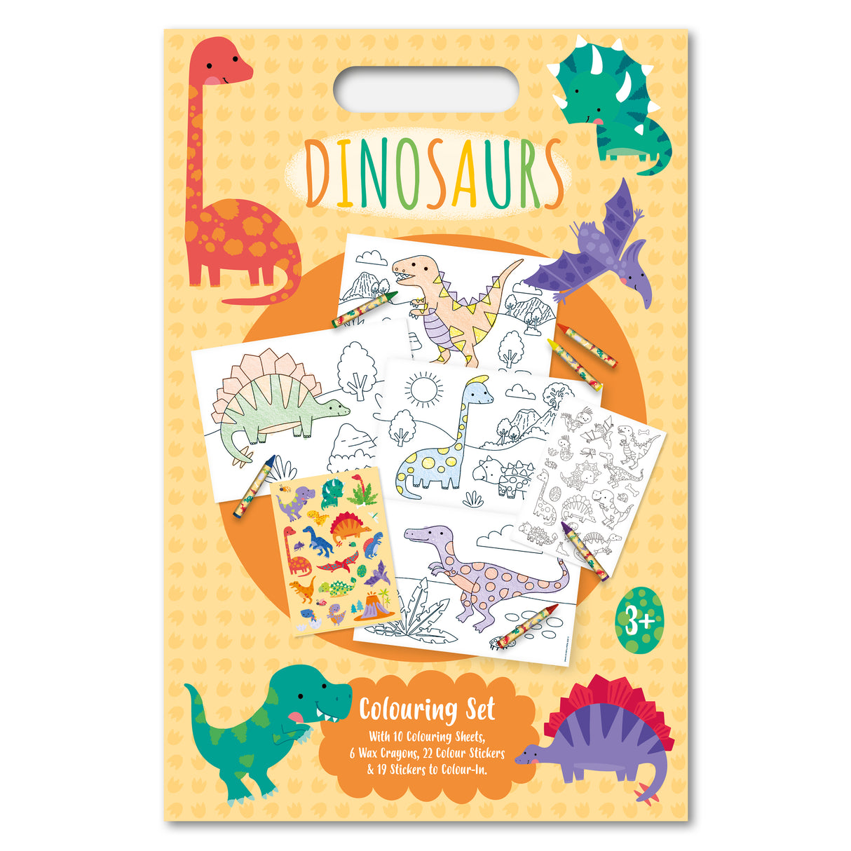 Dinosaurs Children's Colouring Set - Includes Crayons and Stickers