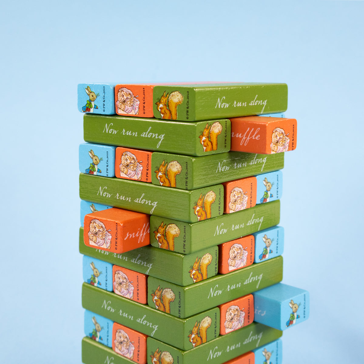 Stacked Rabbit Tower Peter Rabbit Wooden Tumble Tower Game - Colourful Stacking Toy – Robert ...