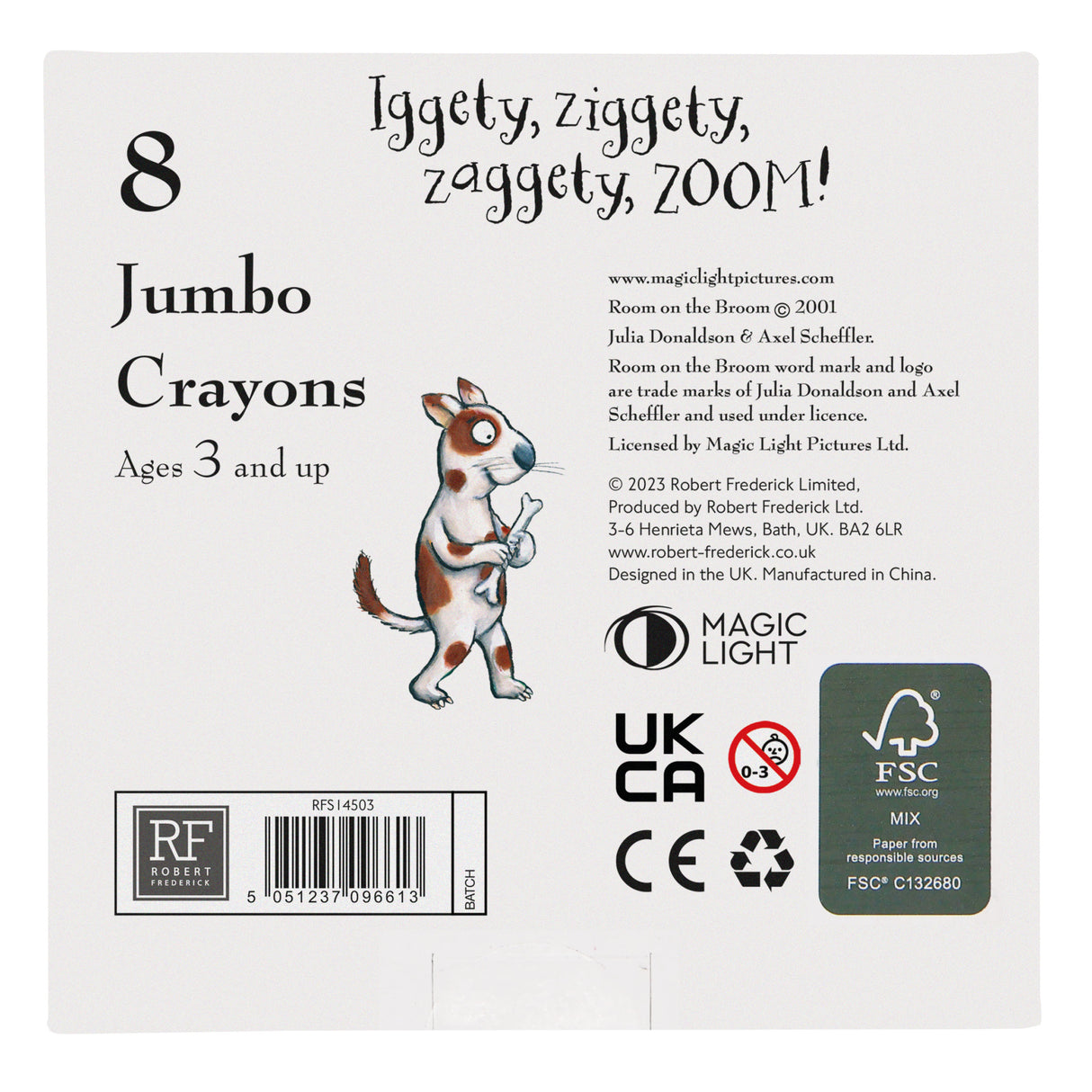 Room On The Broom Set of 8 Jumbo Crayons for Children