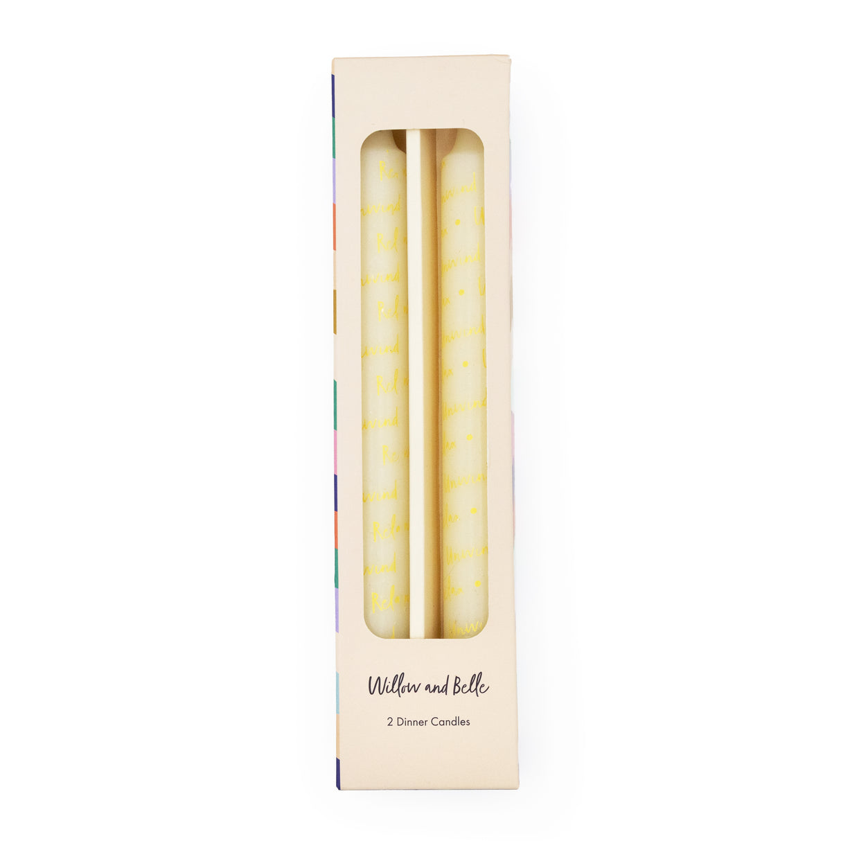Willow and Belle Relax and Unwind Design Table Candles In Gift Box Set Of Two