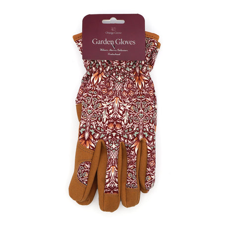 Orange Grove Outdoor Gardening Gloves - Women's One Size - William Morris Design - Padded With Elastic Cuffs