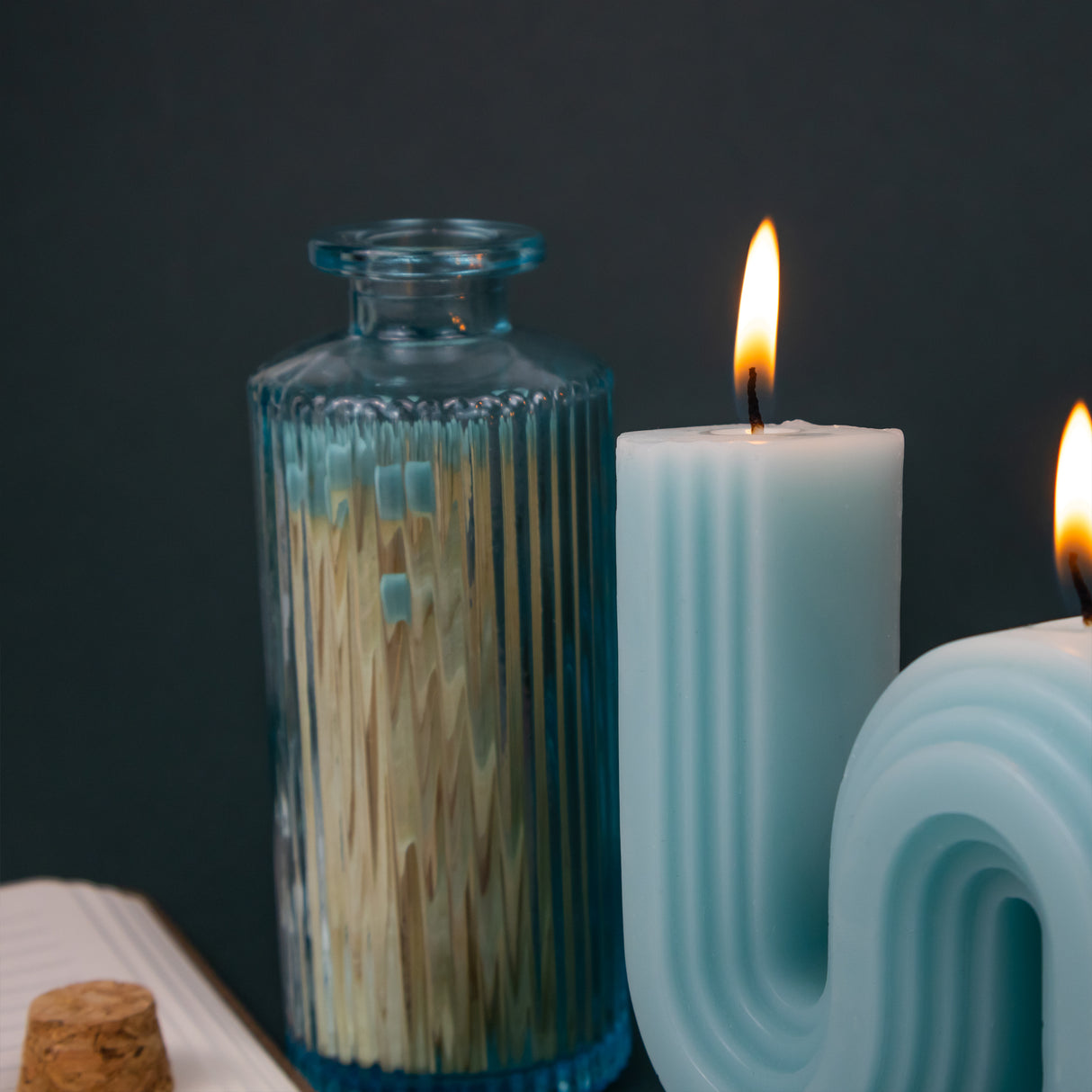 Elysian Wiggle Candle With Enamel Tray & Matches In Glass Jar