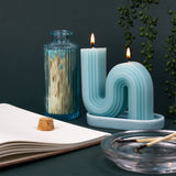 Elysian Wiggle Candle With Enamel Tray & Matches In Glass Jar