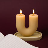 Elysian U Design Candle With Enamel Tray & Matches In Glass Jar