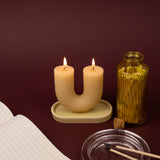 Elysian U Design Candle With Enamel Tray & Matches In Glass Jar