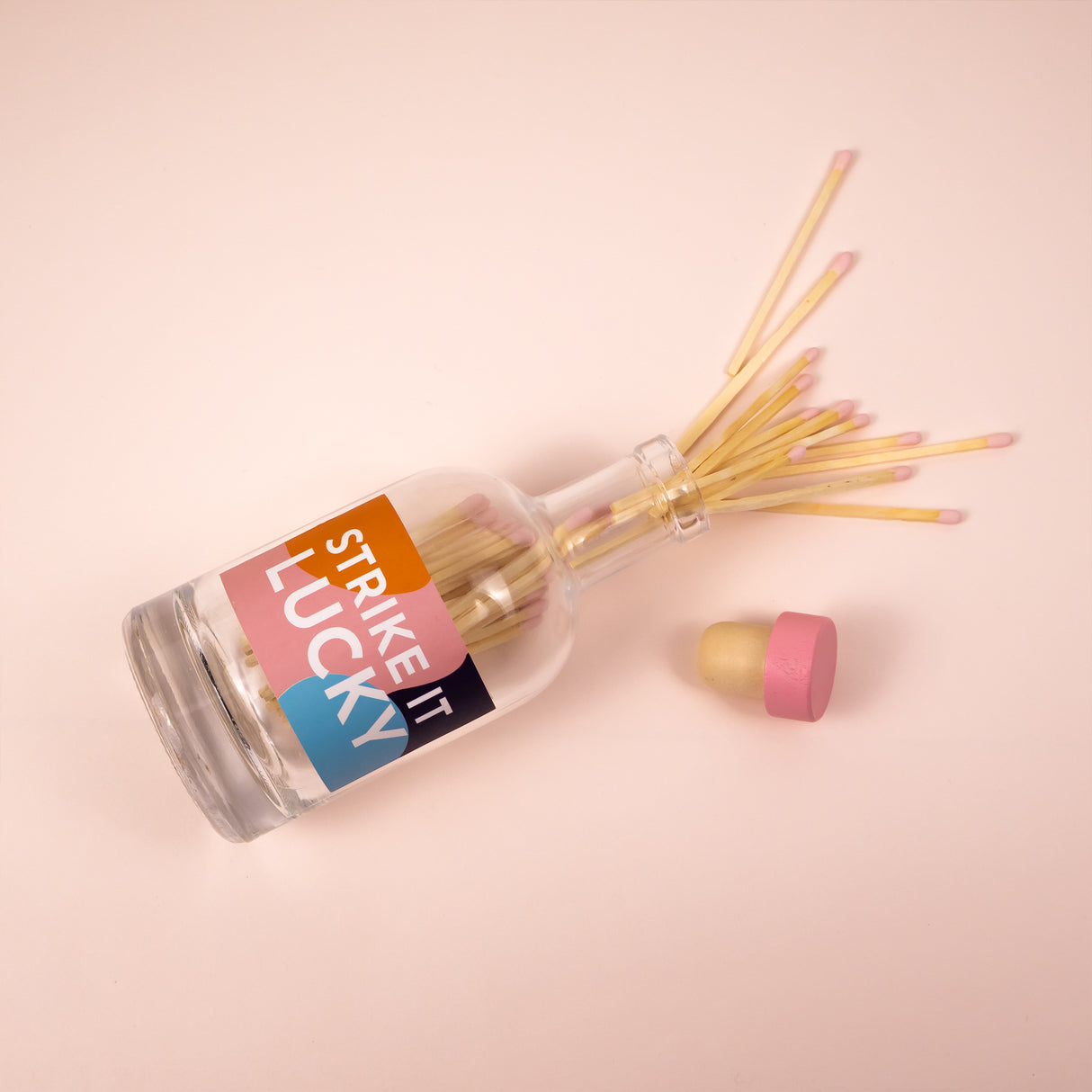 Willow and Belle Colour Block Pillar Candle & Matches in Glass Jar