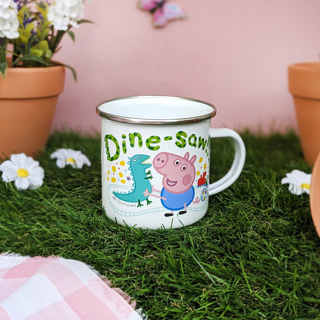 Peppa Pig Enamel Mug - George Loves Muddy Puddles Design